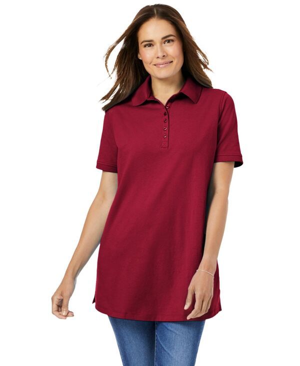 ウーマン ウィズイン レディース トップス シャツ プラスサイズ 半袖 Woman Within Womens Plusize Perfect ShortSleeve Polo Shirt Classic red レッド