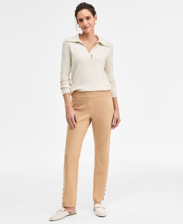 ジェイエムコレクション レディース ボトムス カジュアルパンツ JM Collection WomensideButton PullOn StraightLeg Pants Natural Camel キャメル