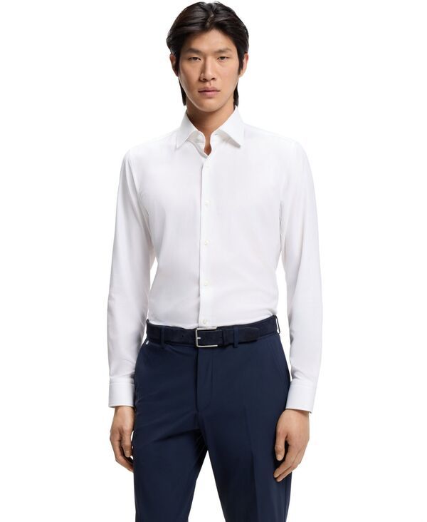 ヒューゴボス メンズ トップス シャツ Hugo Boss Mens PerformanceStretch Twill SlimFit Dresshirt White ホワイト