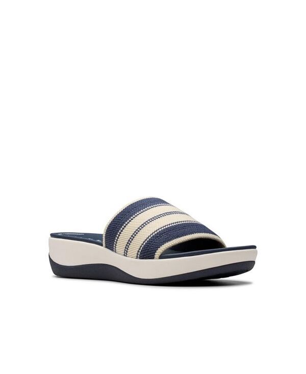 クラークス レディース シューズ サンダル Clarks Cloudsteppers Womens Arla Hollis SlipOn Flat Sandals Navy Combi Textile ネイビー