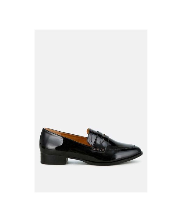 ロンドンラグ レディース シューズ スリッポン・ローファー レザー ローファー London Rag Winged Patent Pleather Penny Loafers Black ブラック