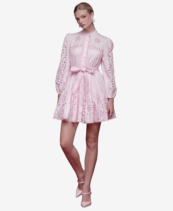 アヴェックレフィーユ レディース トップス ワンピース シャツ コットン Avec Les Filles Womens Eyelet Cotton Lined Shirt Dress Ballet pink ピンク
