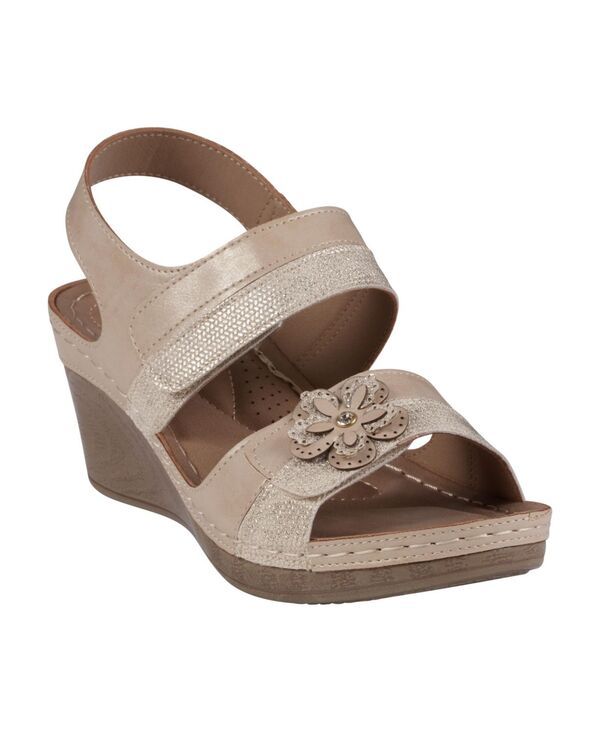 ジーシーシューズ レディース シューズ サンダル GC Shoes Womens Tulip StayPut Double Band Flower Wedge Sandals Gold ゴールド 13,855円