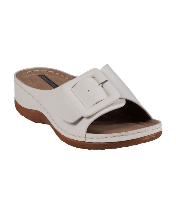 ジーシーシューズ レディース シューズ サンダル GC Shoes Womens Hamden Buckle Comfort Flat Sandals White ホワイト