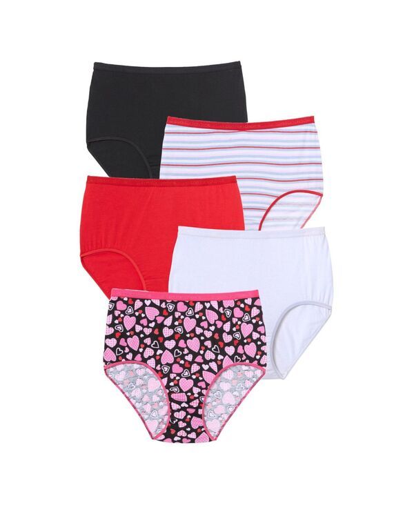 コンフォート チョイス レディース アンダーウェア パンツ プラスサイズ コットン Comfort Choice Plus Size Cotton Brief 5Pack Love pack