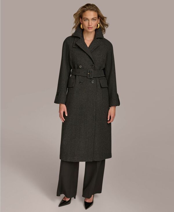 ダナ キャラン ニューヨーク レディース アウター ジャケット・ブルゾン コート Donna Karanew York Womens DoubleBreasted Belted Wrap Coat Black ブラック