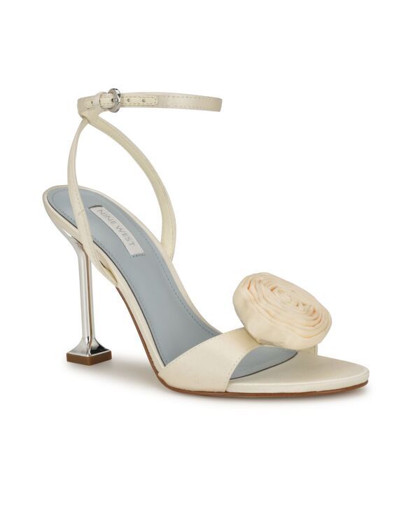 ナインウェスト レディース シューズ サンダル アンクル Nine West Womens Neve Bridal Almond Toe Ankle Dress Sandals Ivory Satin アイボリー