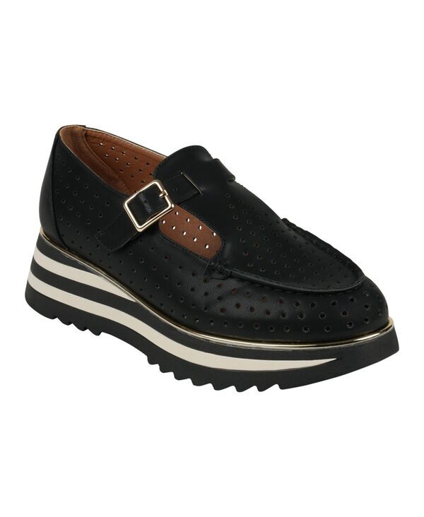 ジーシーシューズ レディース シューズ スリッポン・ローファー プラットフォーム ローファー GC Shoes Womens Karmine Laser Cut Mary Jane Platform Loafers Black ブラック