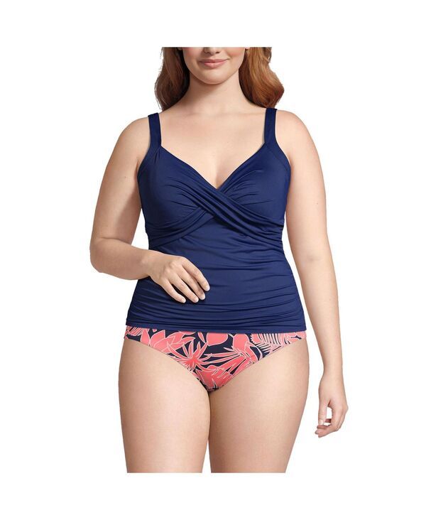 ランズエンド レディース 水着 トップのみ Vネック プラスサイズ Lands End Plus Size VNeck Wrap Underwire Tankini Swimsuit Top Deep sea navy ネイビー