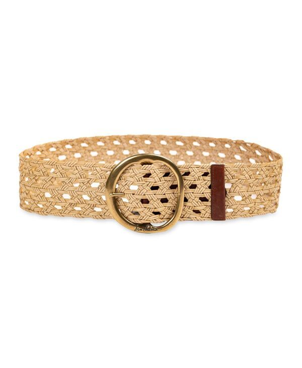 サムエデルマン レディース アクセサリー ベルト レザー Sam Edelman Womens Woven Leather Belt with Circular Center Bar Buckle Natural