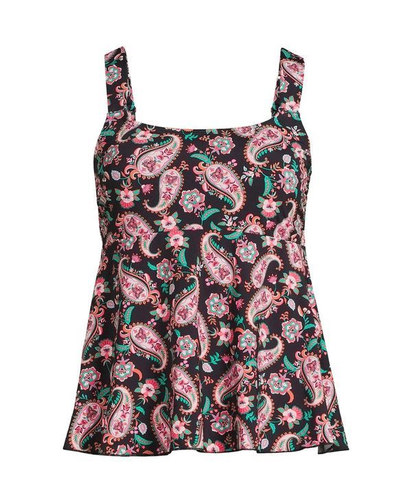 ランズエンド レディース 水着 トップのみ プラスサイズ Lands End Plus Size Flutter Tankini Top Black ブラック