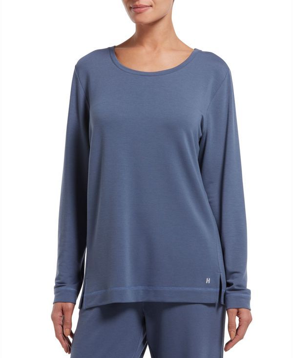 ヒュー レディース トップス Tシャツ Hue Solid Long Sleeve Lounge TShirt Vintage Indigo インディゴ