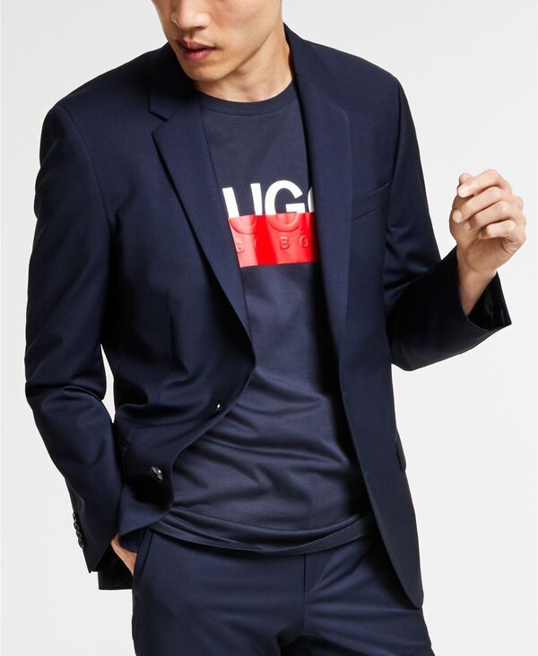 ヒューゴボス メンズ アウター ジャケット・ブルゾン ジャケット Hugo Boss Mens SlimFit Superflex Stretch Solid Suit Jacket Dark Blue ブルー