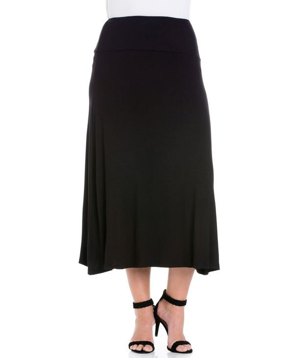 24 セブンコンフォート レディース ボトムス スカート プラスサイズ マキシ 24seven Comfort Apparel Plus Size Maxi Skirt Black ブラック