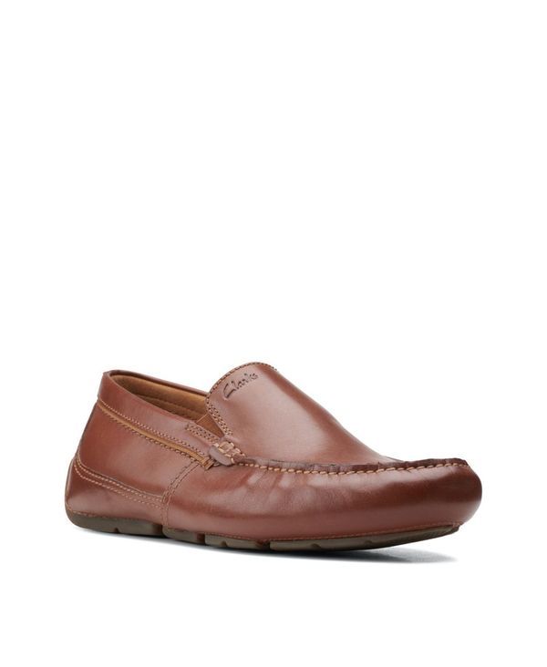 クラークス メンズ シューズ スニーカー Clarks Mens Markman Plain Drivers Dark Tan Leather タン