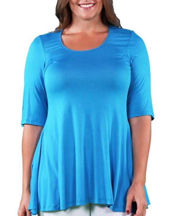 24 セブンコンフォート レディース トップス シャツ プラスサイズ 24seven Comfort Apparel Plus Size Tunic Top Turquoise ターコイズ