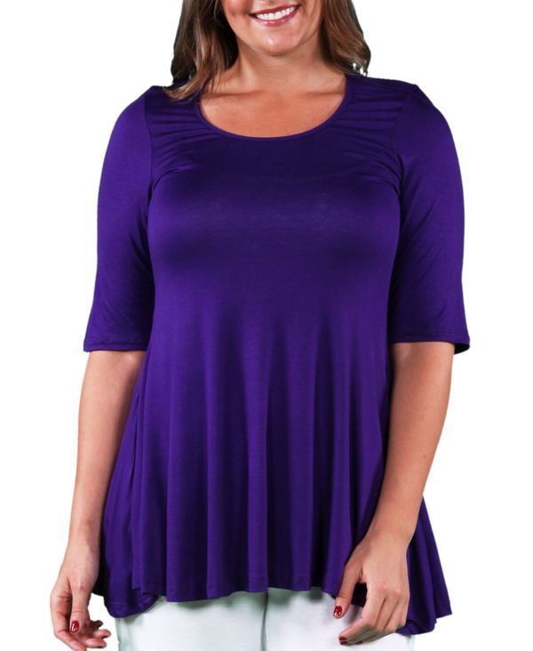 24 セブンコンフォート レディース トップス シャツ プラスサイズ 24seven Comfort Apparel Plus Size Tunic Top Purple パープル