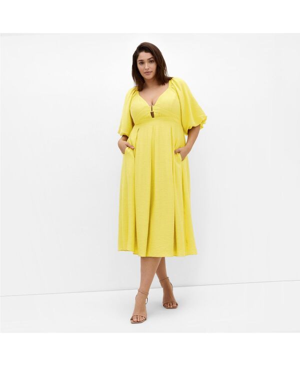 シティーシック レディース トップス ワンピース Vネック プラスサイズ CITY CHIC Plus Size Shae V Neck Dress Lush lime ライム