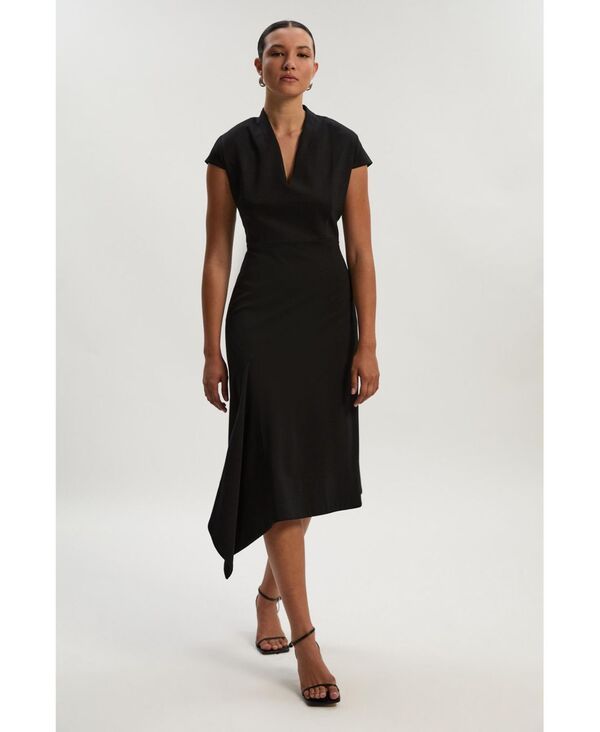 カレンミレン レディース トップス ワンピース アシンメトリー ミディワンピース ミディ Karen Millen Womens Asymmetric Front Tailored Midi Dress Black ブラック