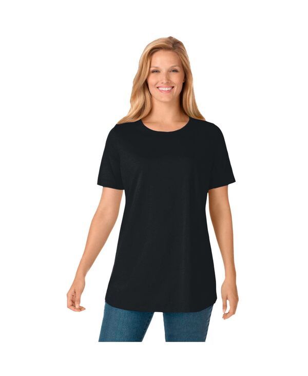 ウーマン ウィズイン レディース トップス シャツ クルーネック Tシャツ 半袖 Woman Within Womens Within Perfect ShortSleeve Crewneck Tee Black ブラック