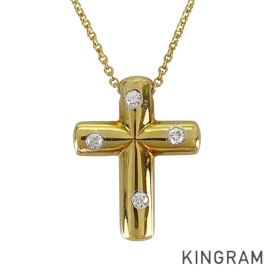 ティファニー TIFFANY&Co. ドッツ クロス K18YG ダイヤモンド ネックレス sss【中古】