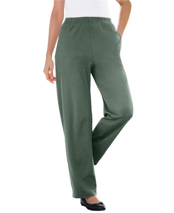 ウーマン ウィズイン レディース ボトムス カジュアルパンツ ストレート プラスサイズ リブ ニット Woman Within Plus Size Within 7Day Knit Ribbed Straight Leg Pant Pine
