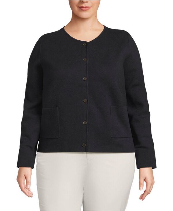 ランズエンド レディース アウター ジャケット・ブルゾン プラスサイズ セーター コットン ブレザー Lands End Plus Size Fine Gauge Cotton Milano Blazer Sweater Black ブラック