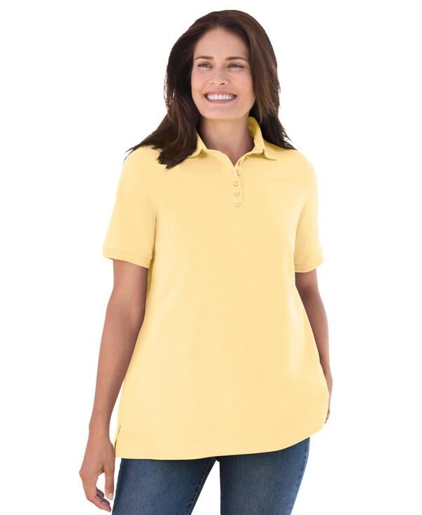 ウーマン ウィズイン レディース トップス シャツ ポロシャツ 半袖 Woman Within Womens Within Perfect ShortSleeve Polo Shirt Banana