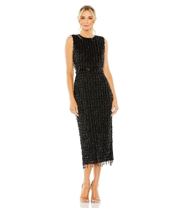マックダガル レディース トップス ワンピース ハイネック ミディ ノースリーブ Mac Duggal Womens Sleeveless High Neck Beaded Midi Sheath Dress Black ブラック