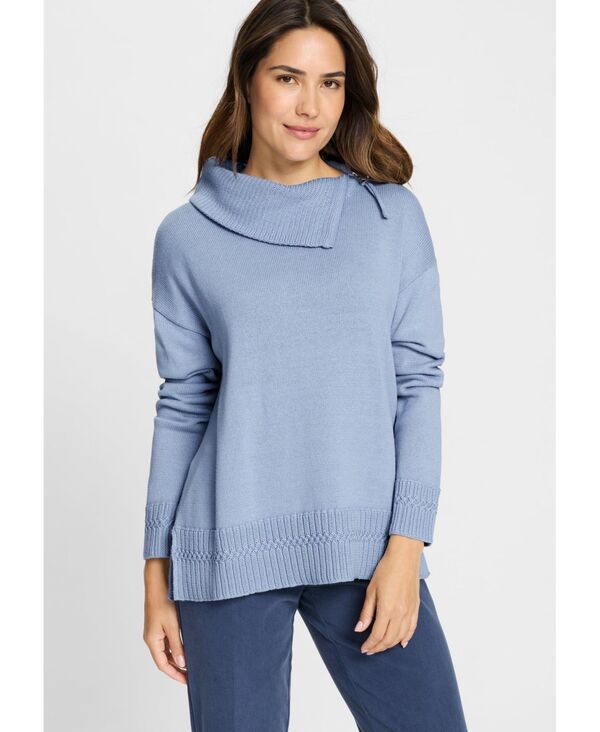 オルセン レディース アウター ニット・セーター Olsen Womens Sweater with Convertible Neckline Blue haze ブルー