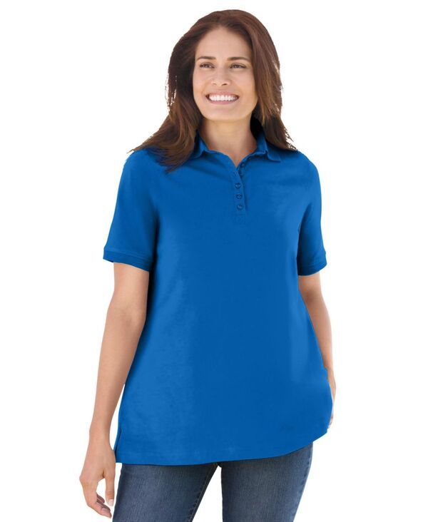 ウーマン ウィズイン レディース トップス シャツ ポロシャツ 半袖 Woman Within Womens Within Perfect ShortSleeve Polo Shirt Bright cobalt コバルト
