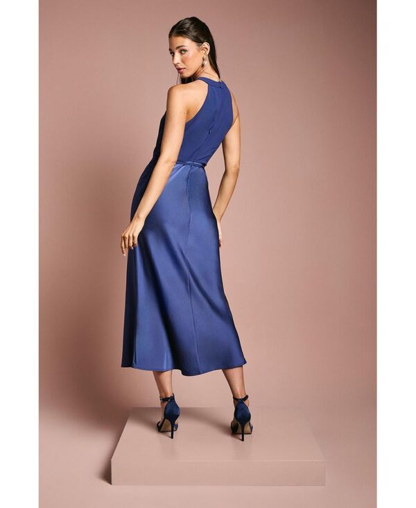オアシス レディース トップス ワンピース サテン ホルター Oasis Womens Satin Halter Neck Bridesmaid Dress Navy ネイビー