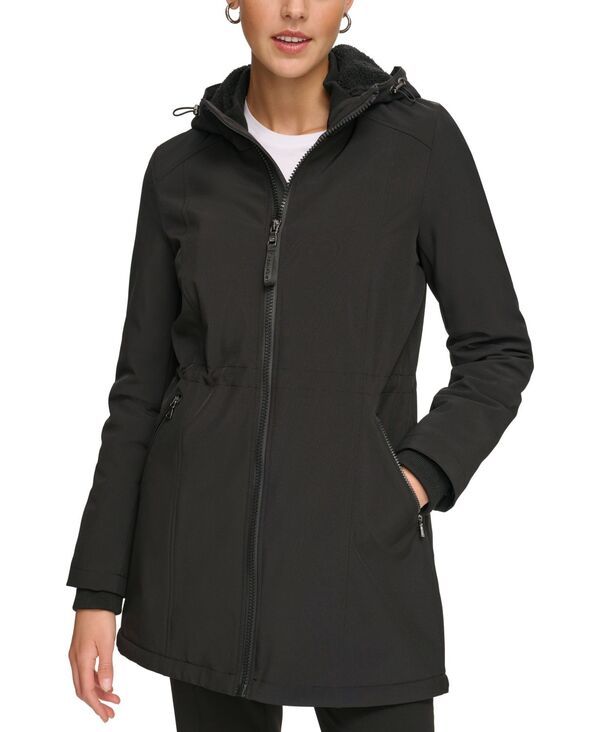 カルバンクライン レディース アウター ジャケット・ブルゾン コート Calvin Klein Womens Hooded FauxFurLined Anorak Raincoat PXXSXXL Black ブラック