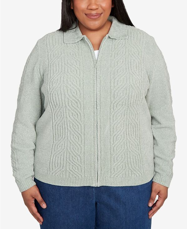 アルフレッド ダナー レディース アウター ニット・セーター プラスサイズ セーター カーディガン Alfred Dunner Plus Size Classic ZipFront Chenille Collared Cardigan Sweater Sage 17,610円
