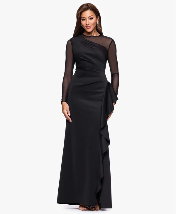 エスケープ レディース トップス ワンピース メッシュ スキューバ XSCAPE Womens Long Sleeve Scuba Power Mesh Dress Black ブラック