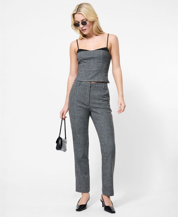 フレンチコネクション レディース ボトムス カジュアルパンツ パンツ クロップド French Connection Womens Cropped SlimFit Plaid Cigarette Pants Charcoal チャコール