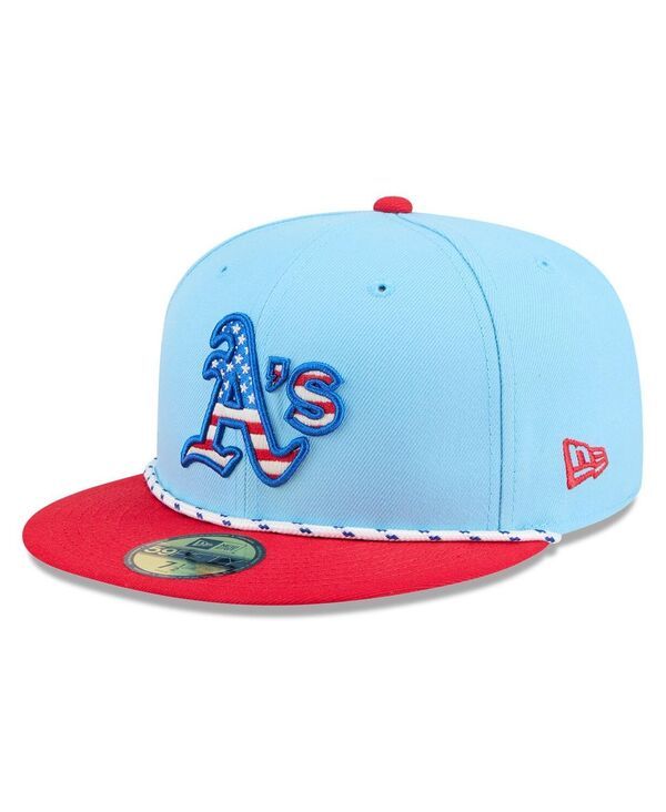 ニューエラ メンズ アクセサリー 帽子 New Era Mens Light BlueRed Athletics 2025 Fourth of July 59FIFTY Fitted Hat Light Blue Red ブルー