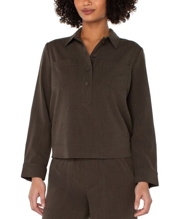 リヴァプール ロサンゼルス レディース トップス シャツ Liverpool Los Angeles Womens Popover Woven Shirt Black Olive ブラック
