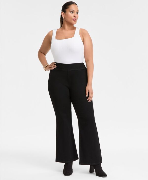 アイエヌシー インターナショナル コンセプト レディース ボトムス カジュアルパンツ プラスサイズ ジーンズ INC International Concepts Plus Size HighRise PullOn Flared Jeans Deep Blac