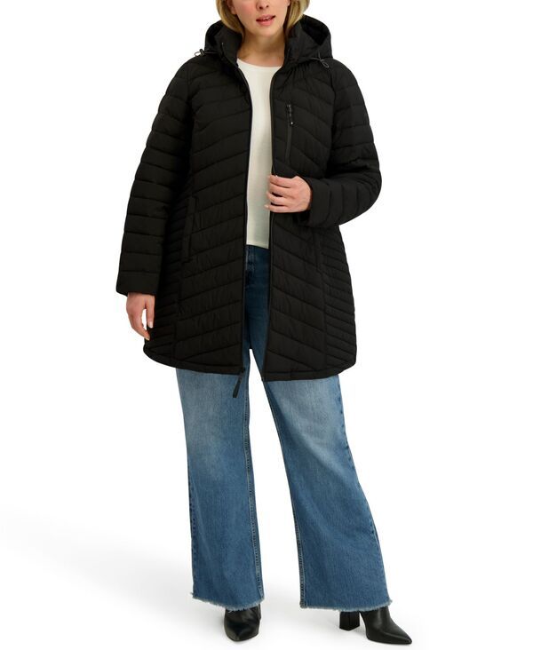 ナウティカ レディース アウター ジャケット・ブルゾン プラスサイズ コート Nautica Plus Size Hooded WaterResistant Puffer Coat Black ブラック