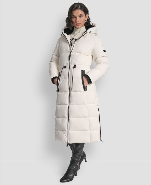 ダナ キャラン ニューヨーク レディース アウター ジャケット・ブルゾン コート マキシ DKNY Womens Hooded Anorak Maxi Puffer Coat Pearl パール