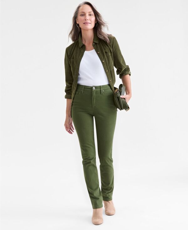 スタイルアンドコー レディース ボトムス デニムパンツ プチ ジーンズ Style Co Petite High Rise Natural StraightLeg Jeans Native Green グリーン