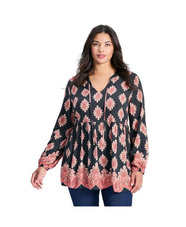 アベニュー レディース トップス シャツ AVENUE Womens Mara Blouson Sleeve Tunic Everlasting
