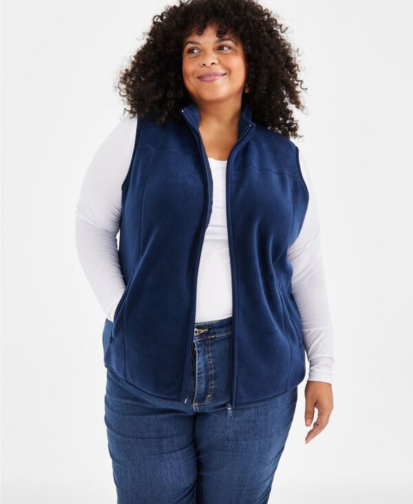 スタイルアンドコー レディース トップス ベスト フリース Style Co Womens ZipFront Polar Fleece Vest PP4X Industrial Blue ブルー
