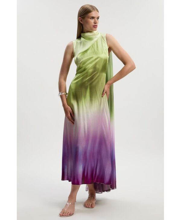 カレンミレン レディース トップス ワンピース ケープデザイン ミディ サテン キャップ ケープ Karen Millen Womens Ombre Satin Cape Midi Dress Multi マルチカラー 55,080円