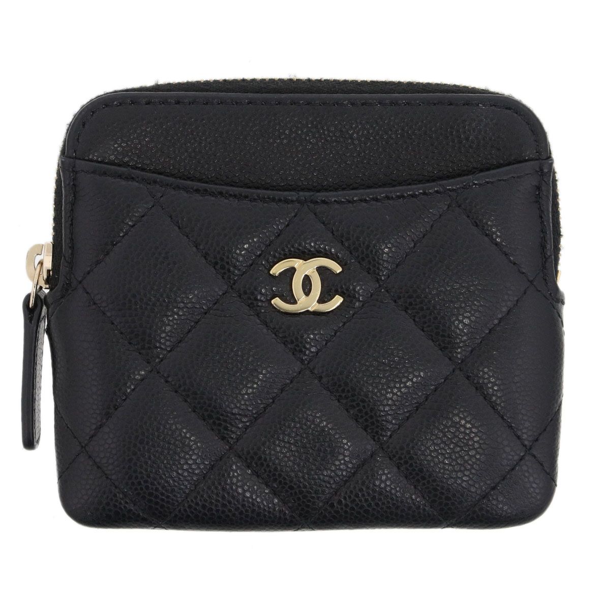 CHANEL シャネル マトラッセ ジップ コインパース フラグメントケース コインケース AP2061 レディース キャビアスキン ブラック ゴールド金具 中古 64,900円