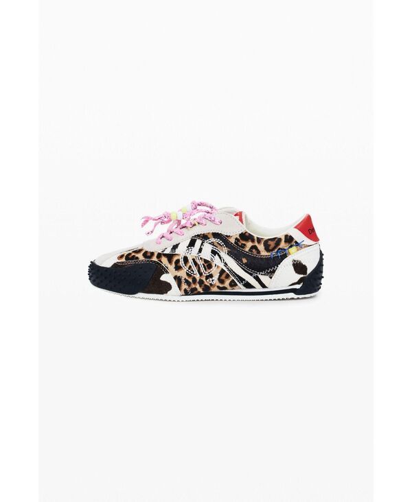 デジグアル レディース シューズ スニーカー アニマル柄 プリント パッチワーク Desigual Womens Patchwork animal print sneakers Black ブラック