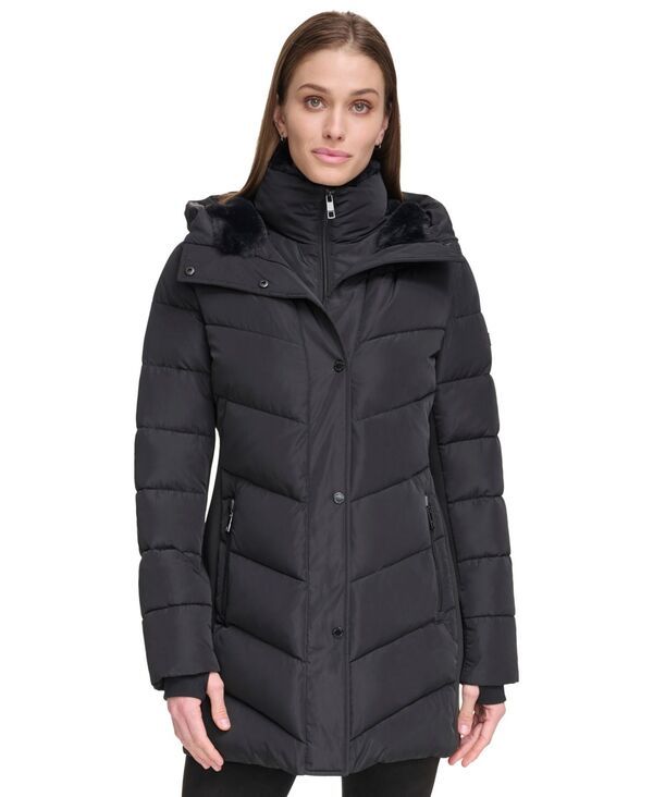 カルバンクライン レディース アウター ジャケット・ブルゾン コート Calvin Klein Womens Hooded Puffer Coat Black ブラック