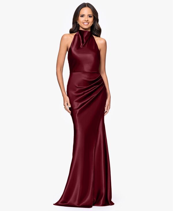 ベッツィアンドアダム レディース トップス ワンピース プチ ホルター Betsy Adam Petite Long Halter Dress Burgundy バーガンディ