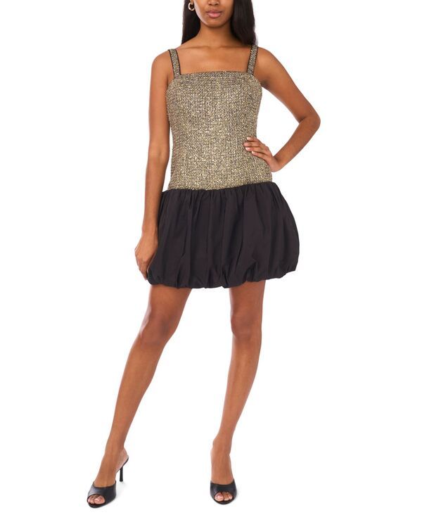 セセ レディース トップス ワンピース ツイード ノースリーブ CeCe Womens Tweed Square Neck Sleeveless Dresshimmeringold ゴールド
